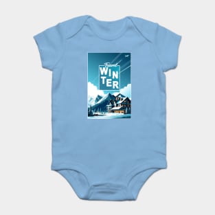 Winter Mountain snow sports ski Hotels in Snowy Mountains landscape Christmas Alps T-Shirt Baby Bodysuit